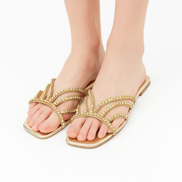 ZARA EMBROIDERED STONE FLATS